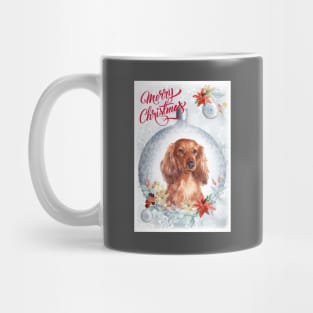 Long Haired Dachshund Merry Christmas Santa Dog Mug